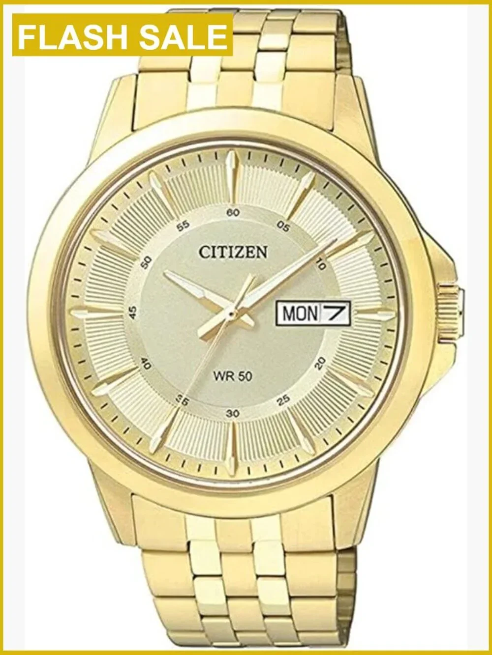 Men's Stainless Steel Quartz Watch Luminous Champagne Dial